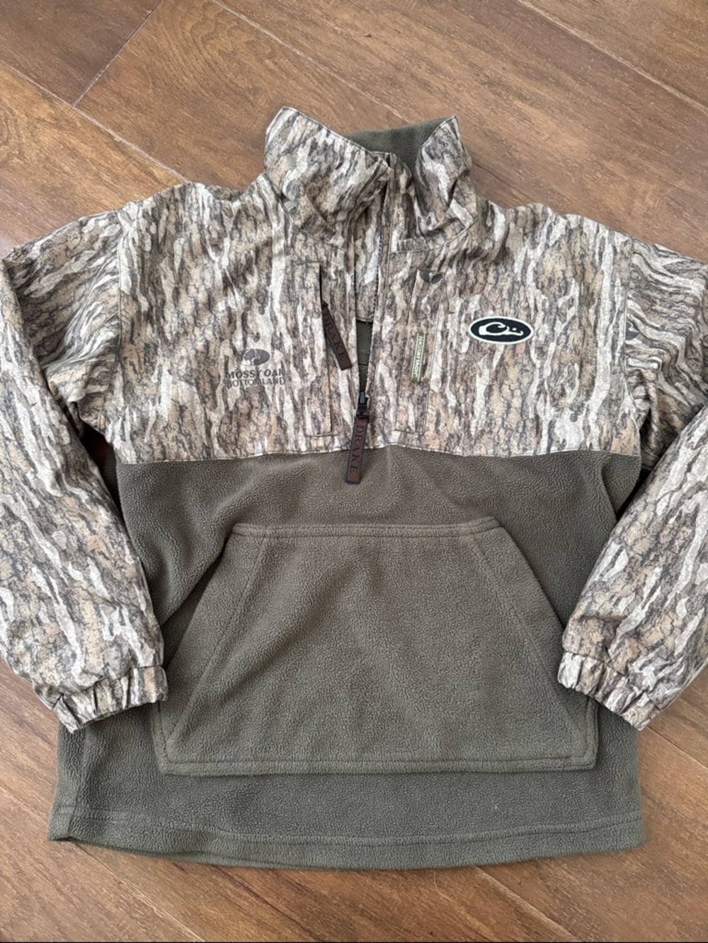 Drake Mossy Oak Boys Sz 10 Fleece Half-Zip Camouflage and Magnet Closures